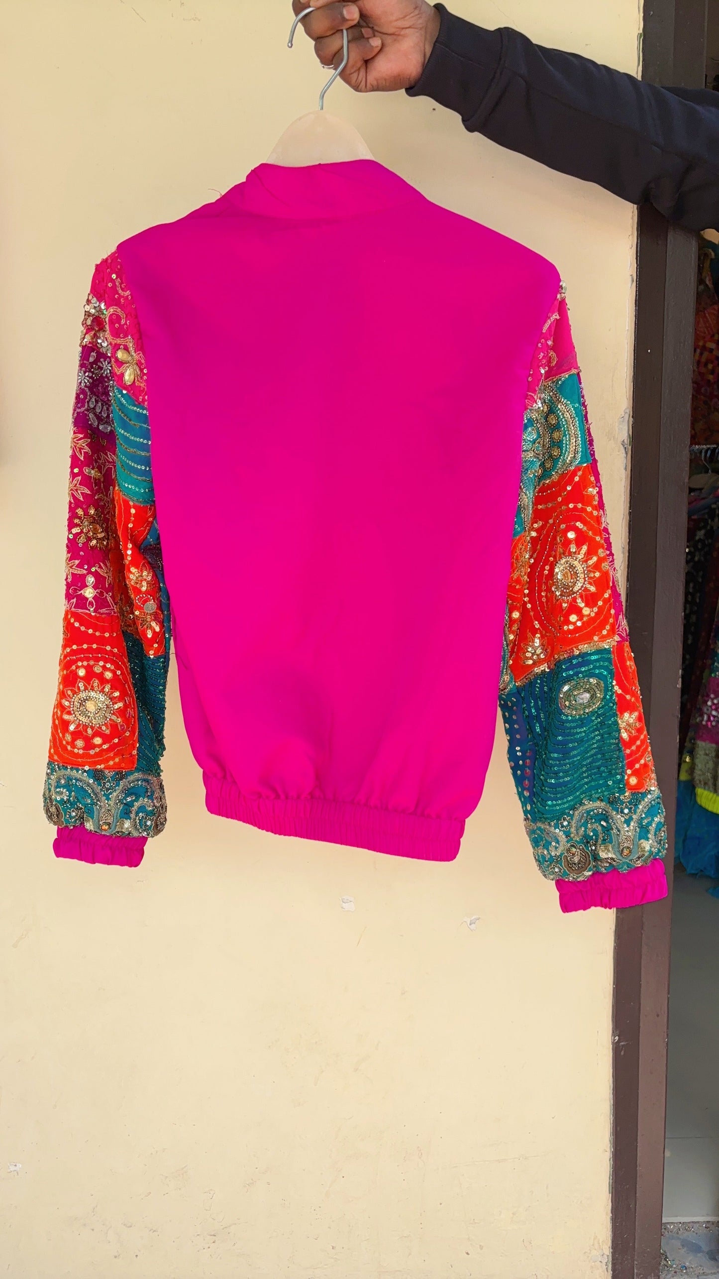 Neon Embellished Bomber Jacket