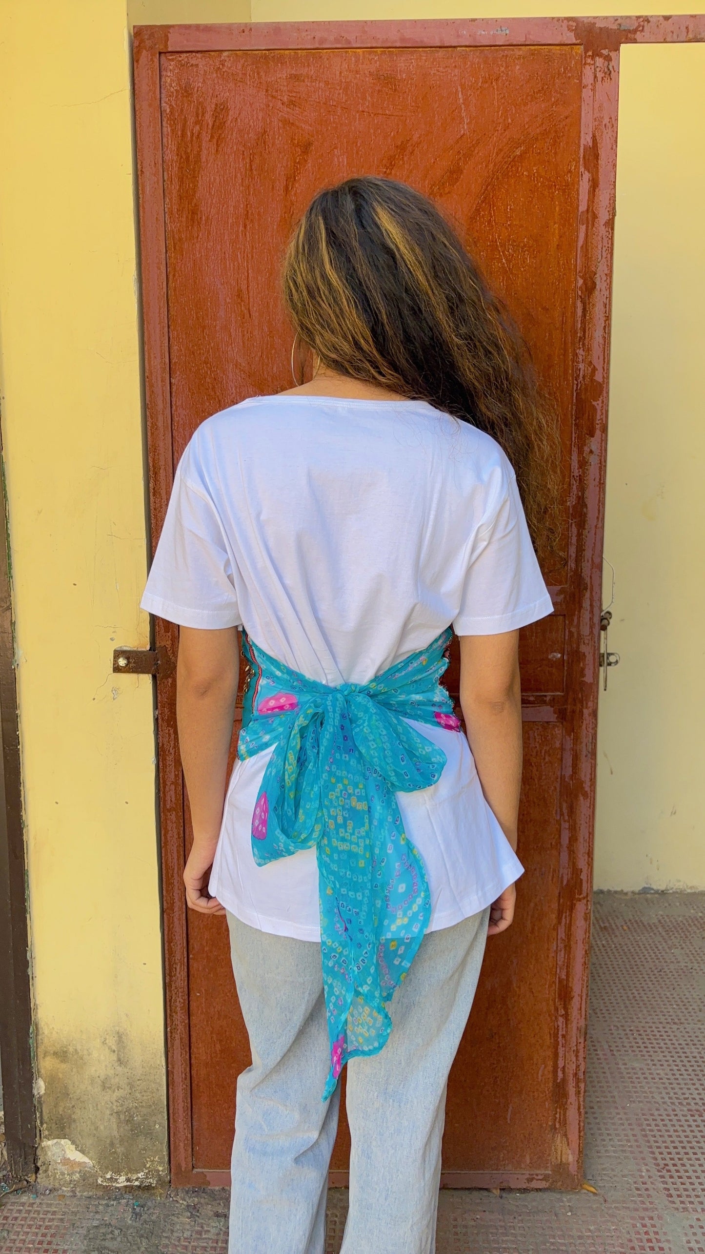 Corset illusion Tee with bandhini tie back