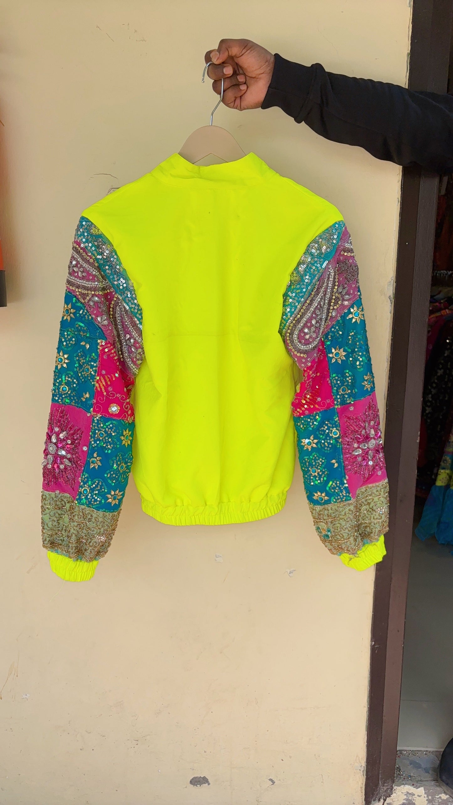 Neon Embellished Bomber Jacket