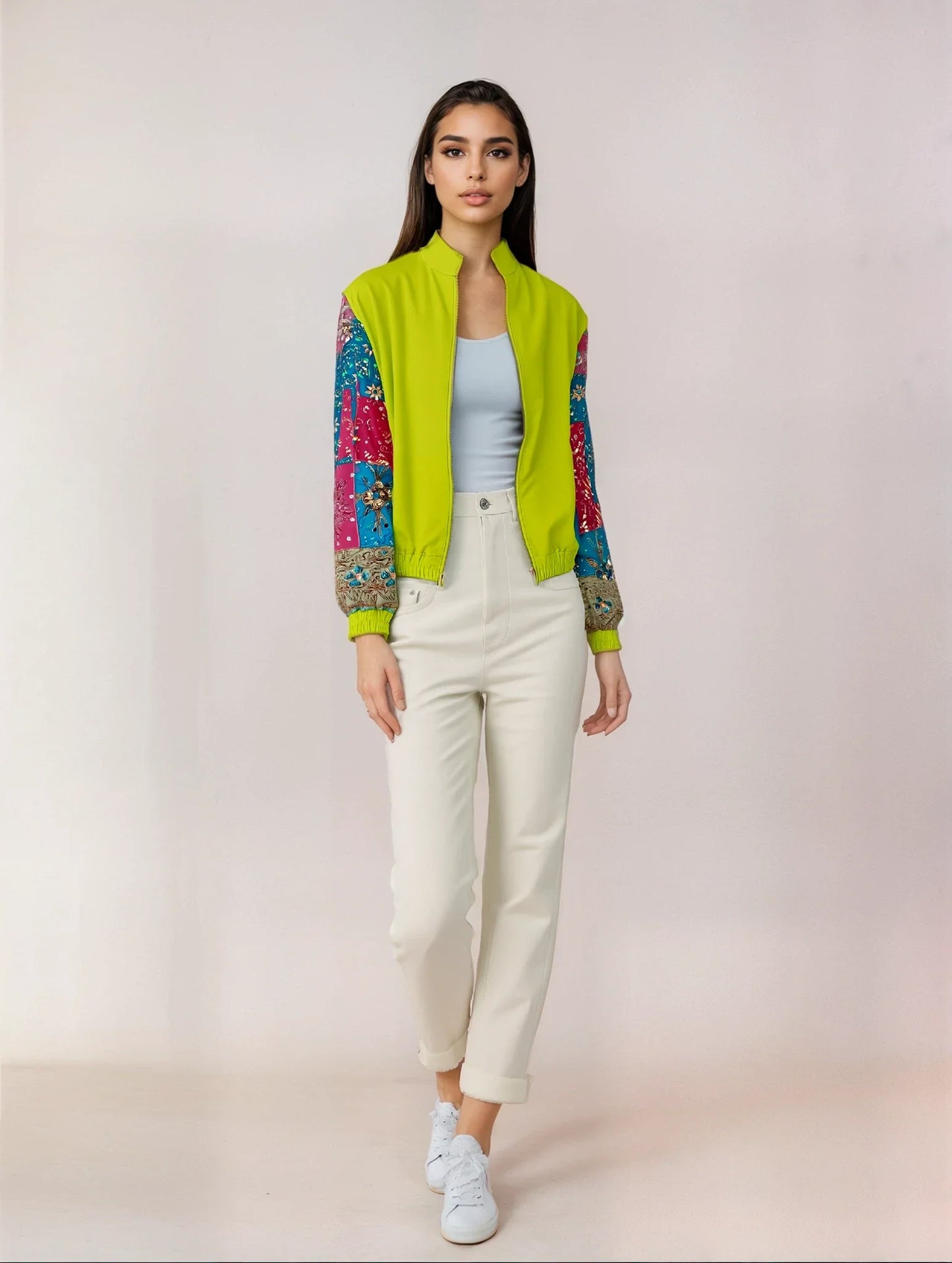 Neon Embellished Bomber Jacket