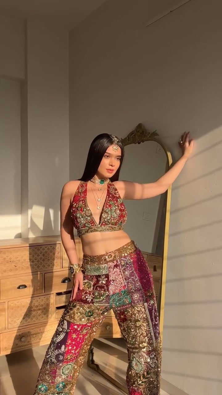 Embellished top & pants set