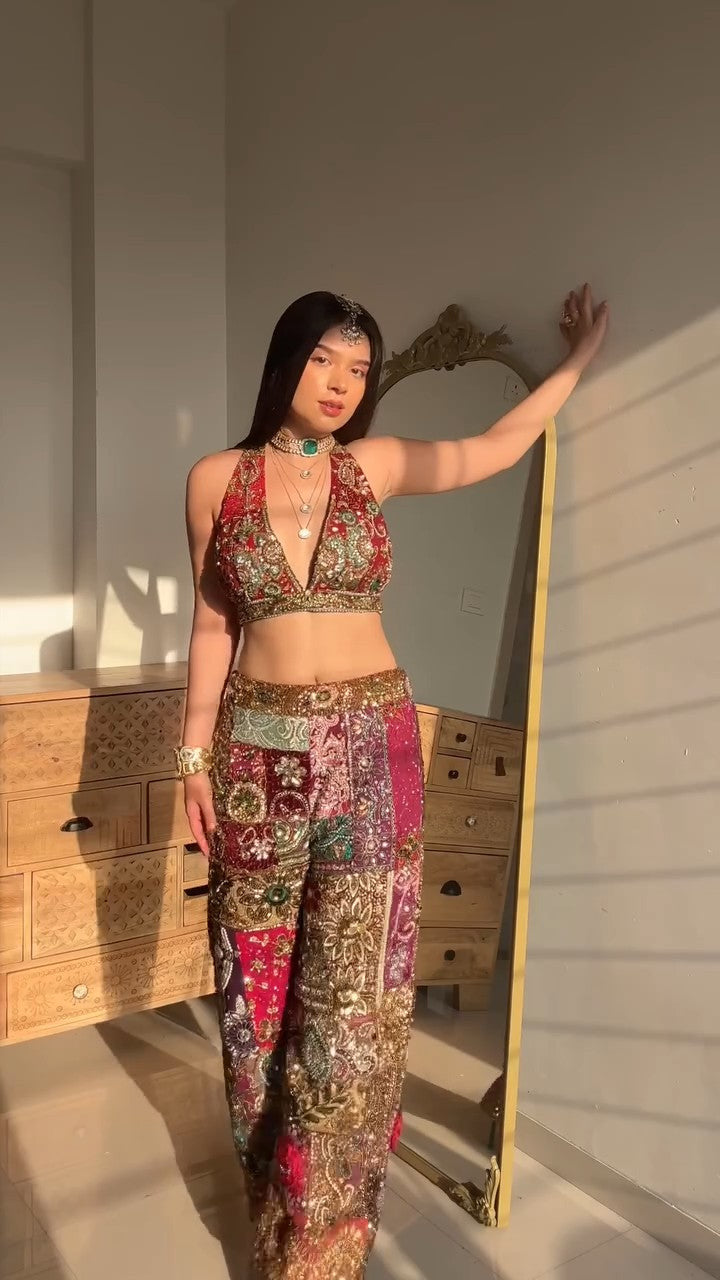 Embellished top & pants set