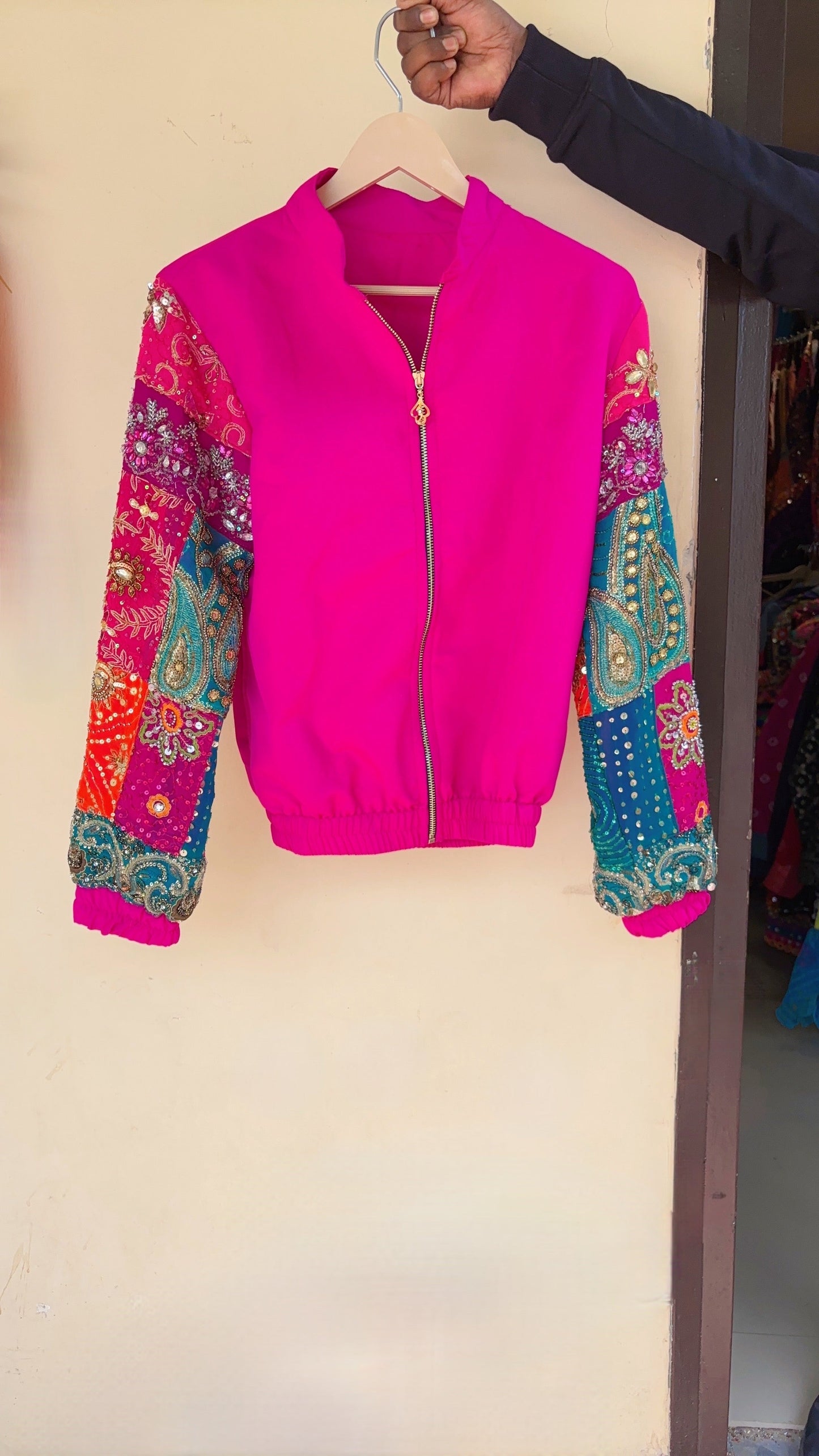 Neon Embellished Bomber Jacket