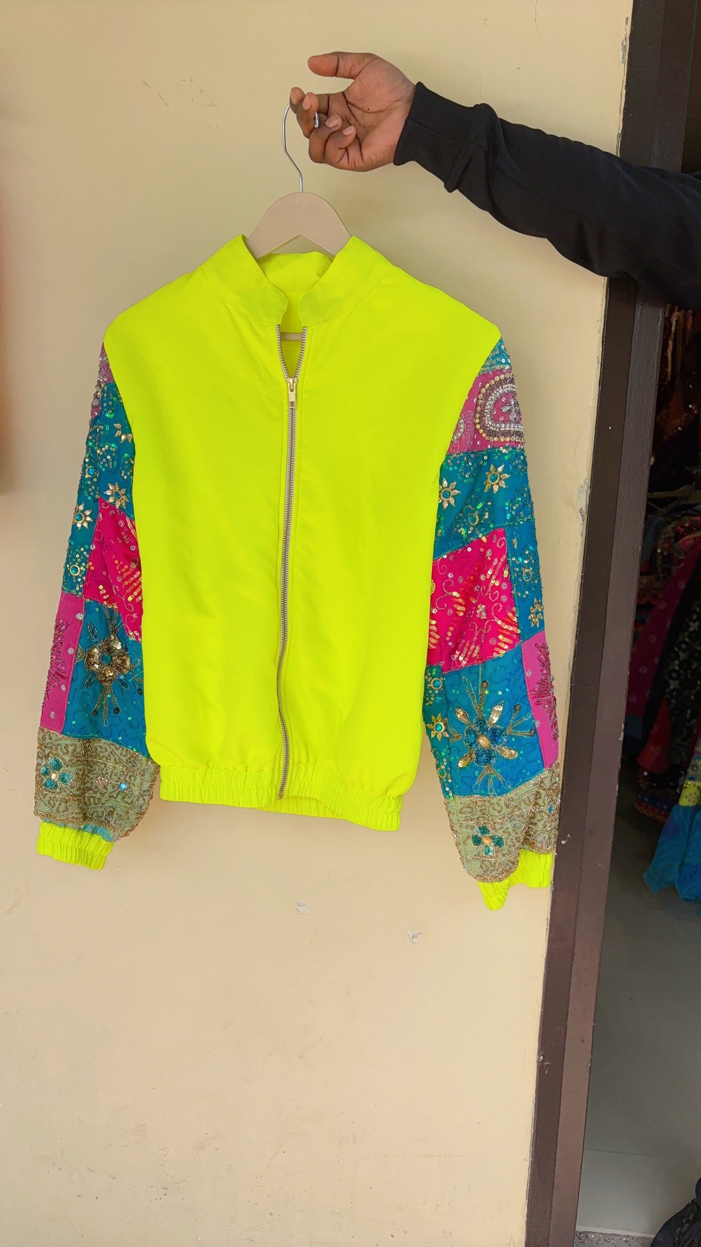 Neon Embellished Bomber Jacket