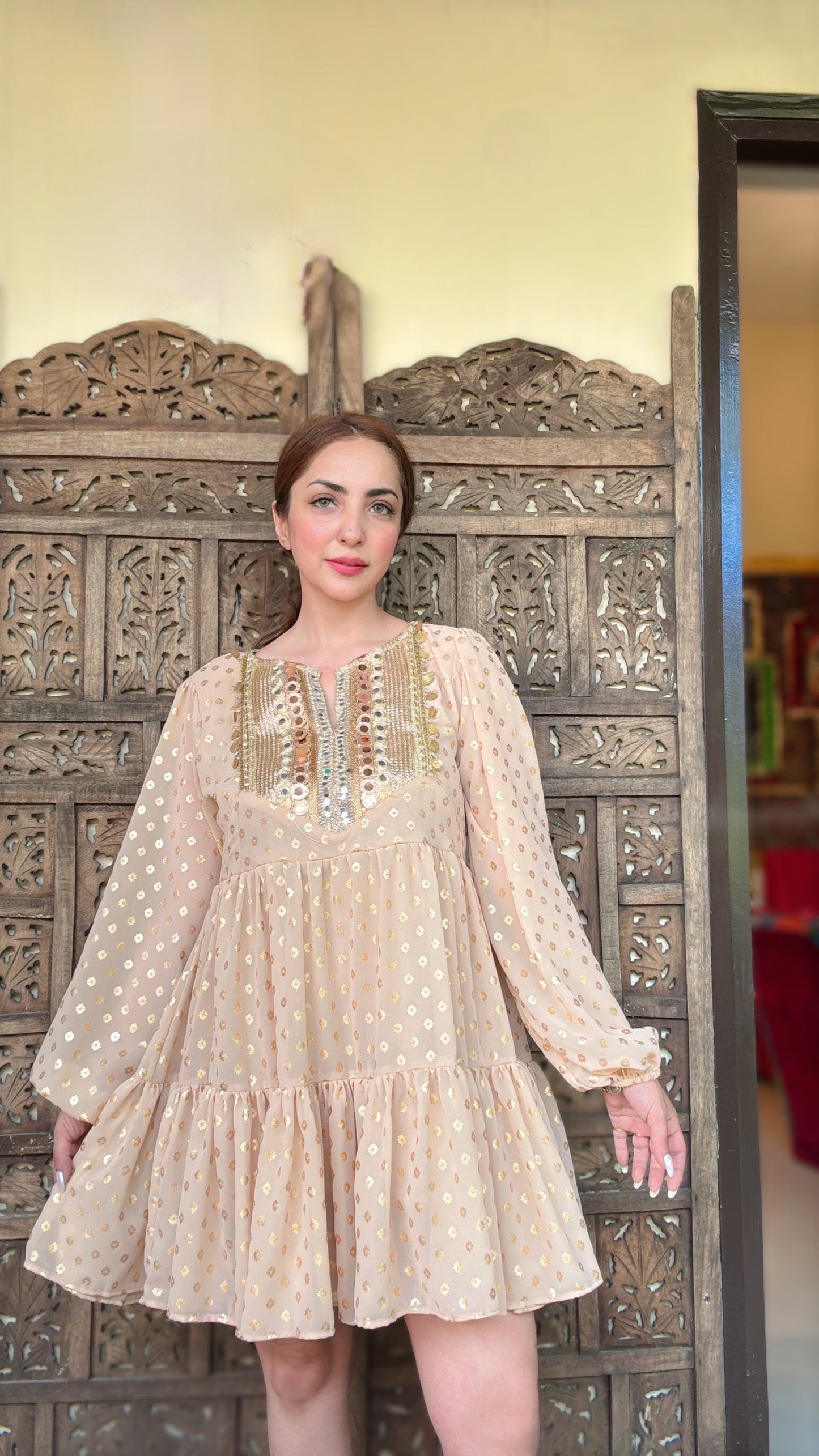 Roshni gold boho dress