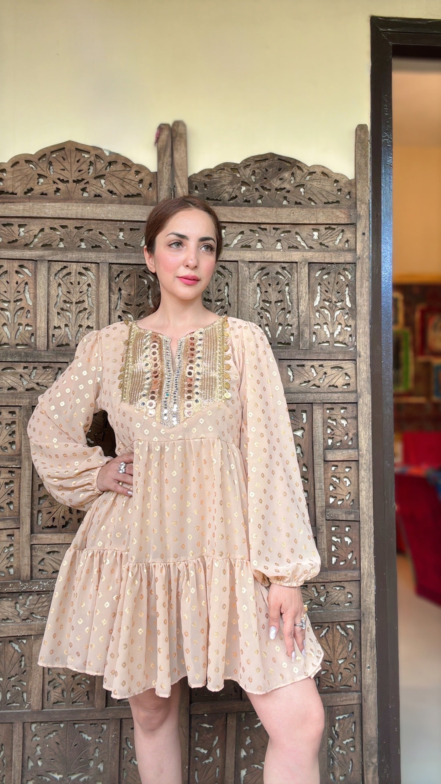 Roshni gold boho dress