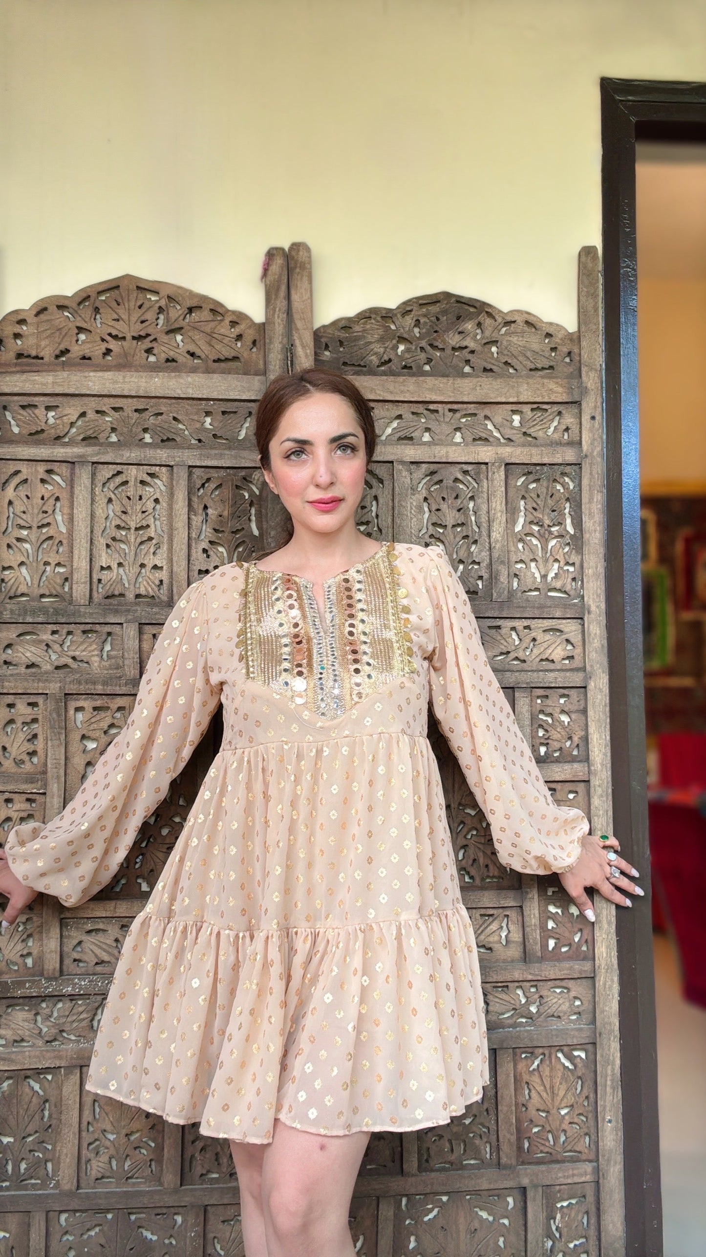 Roshni gold boho dress