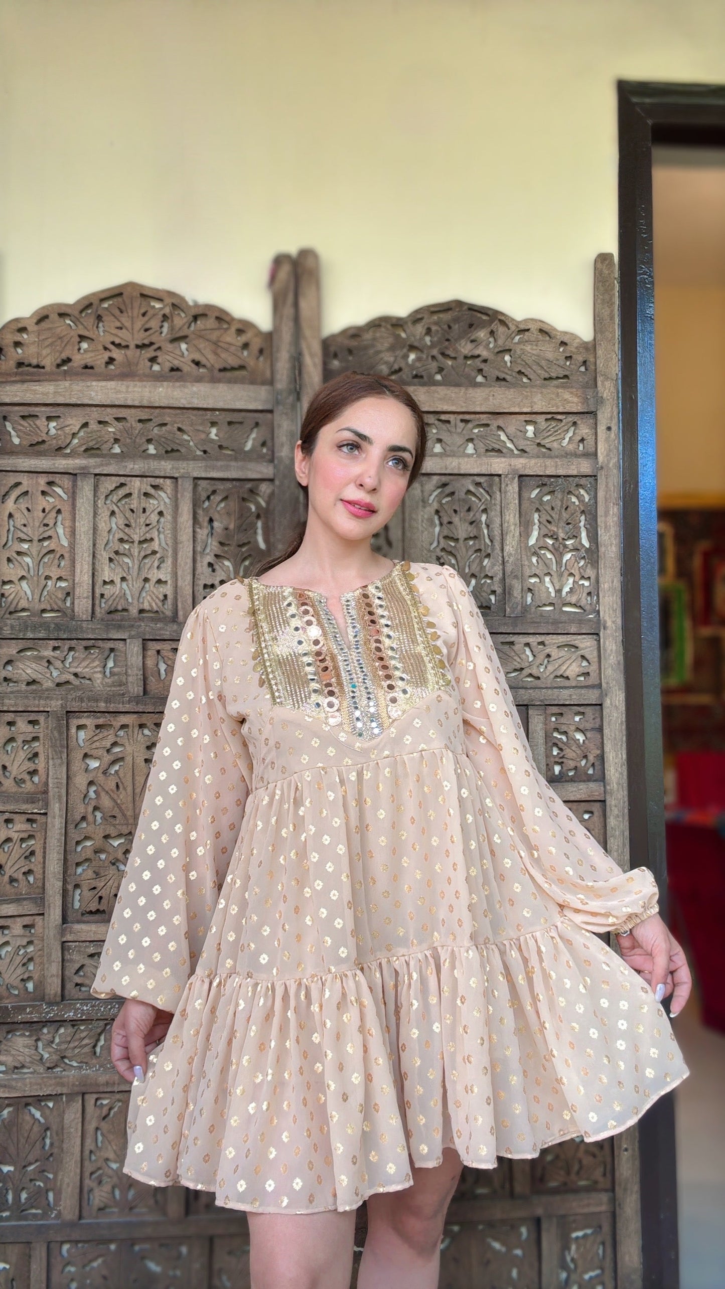 Roshni gold boho dress