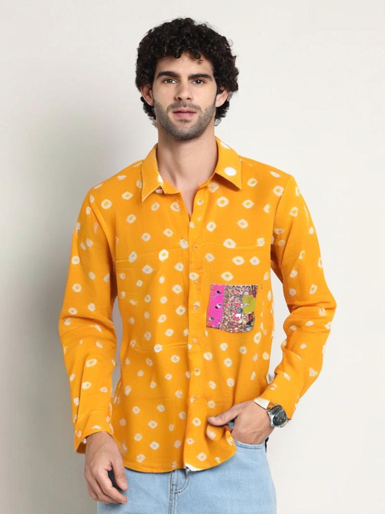 Men's bandhini shirt - Yellow
