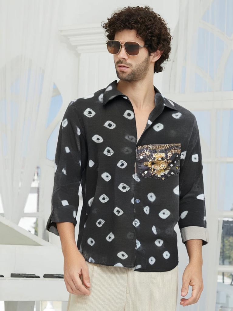 Men's bandhini shirt - Black