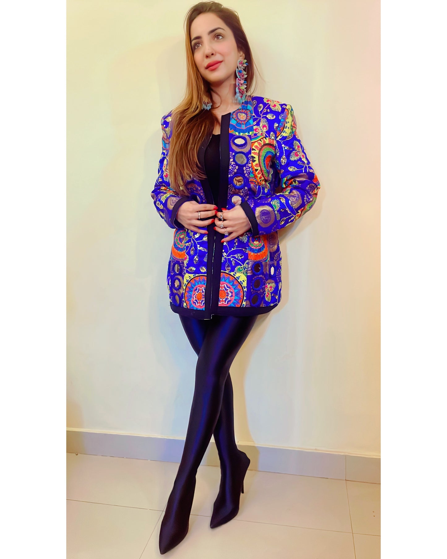 Striking blue mirror blazer