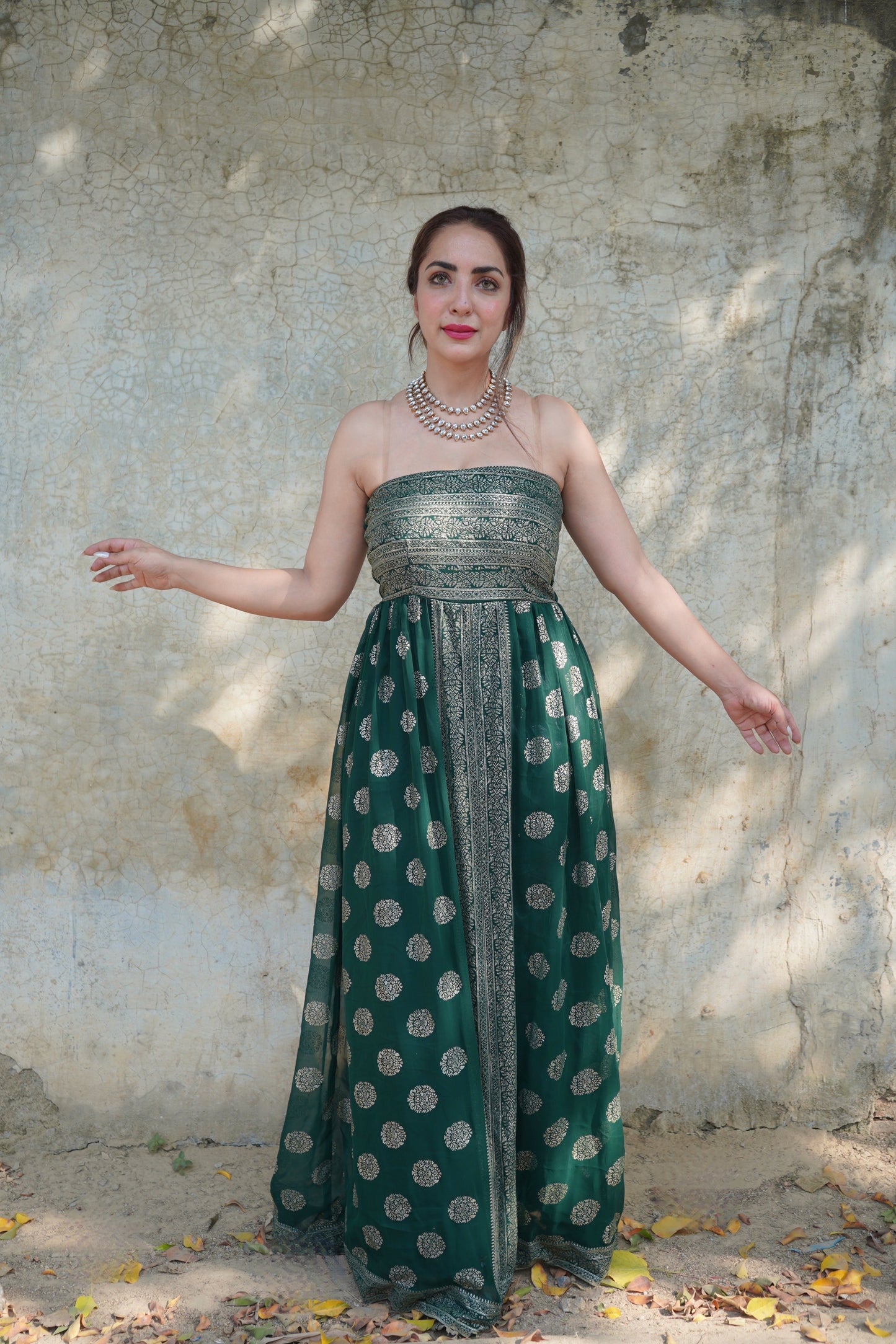 ‘Tara’- Banarasi Foil Print Maxi