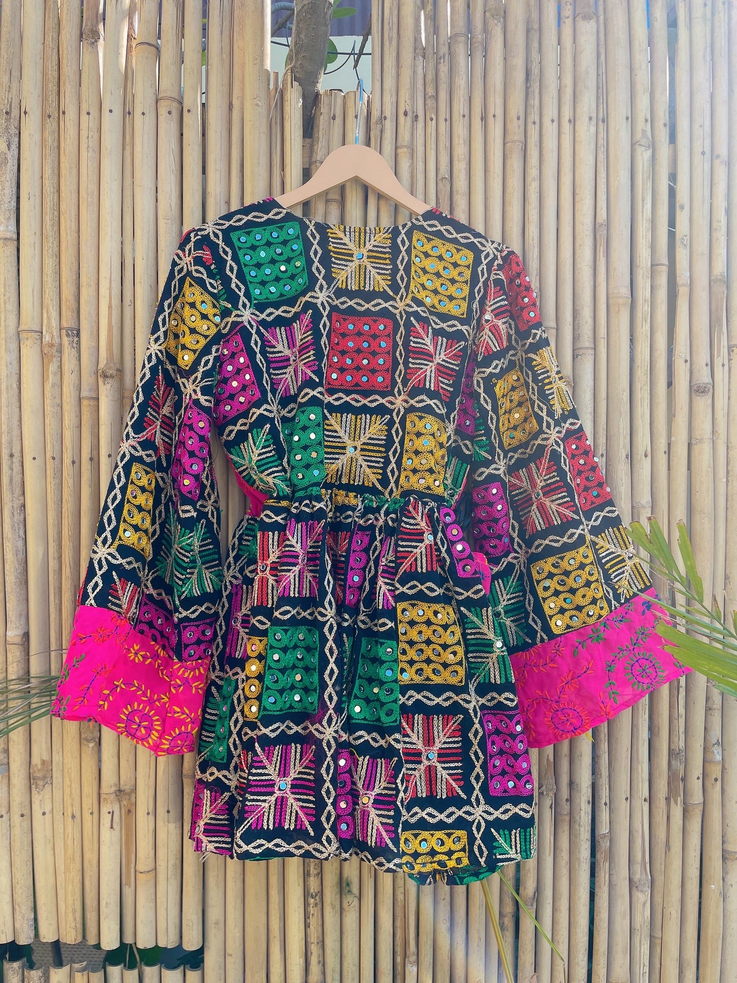 Phulkari boho dress - black