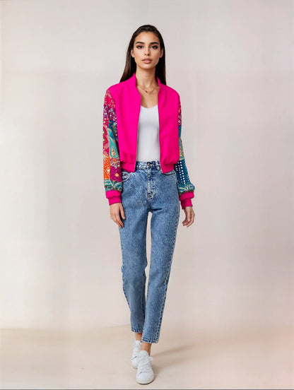 Neon Embellished Bomber Jacket