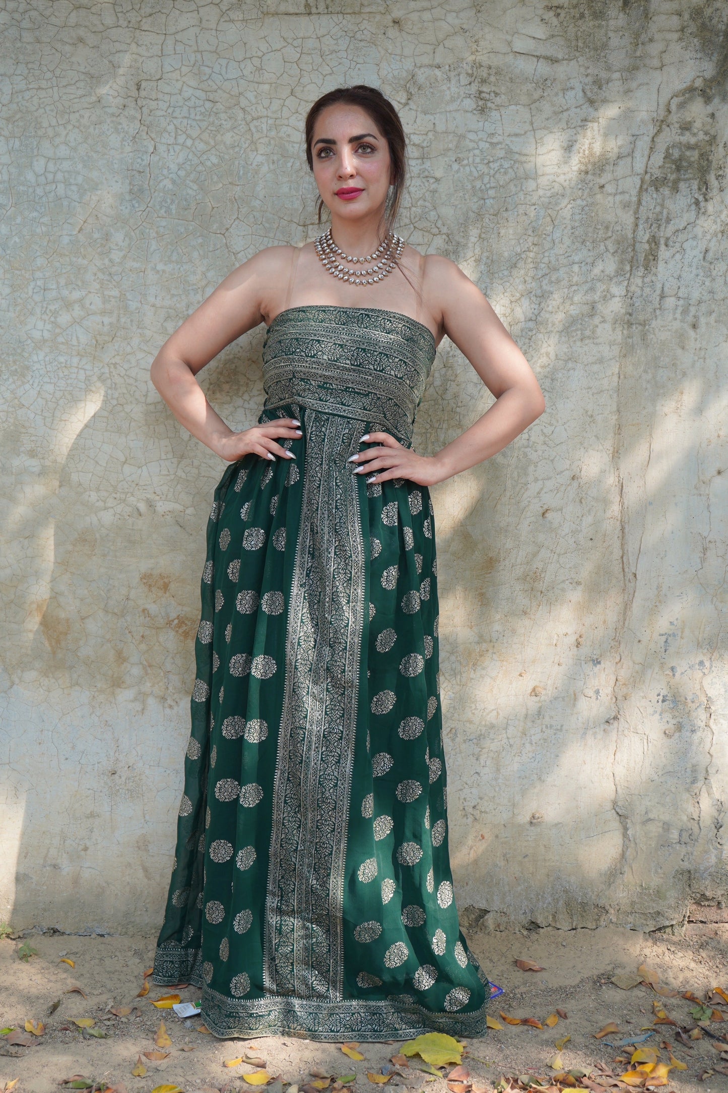 ‘Tara’- Banarasi Foil Print Maxi