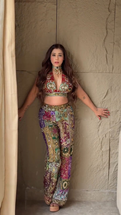 Embellished top & pants set