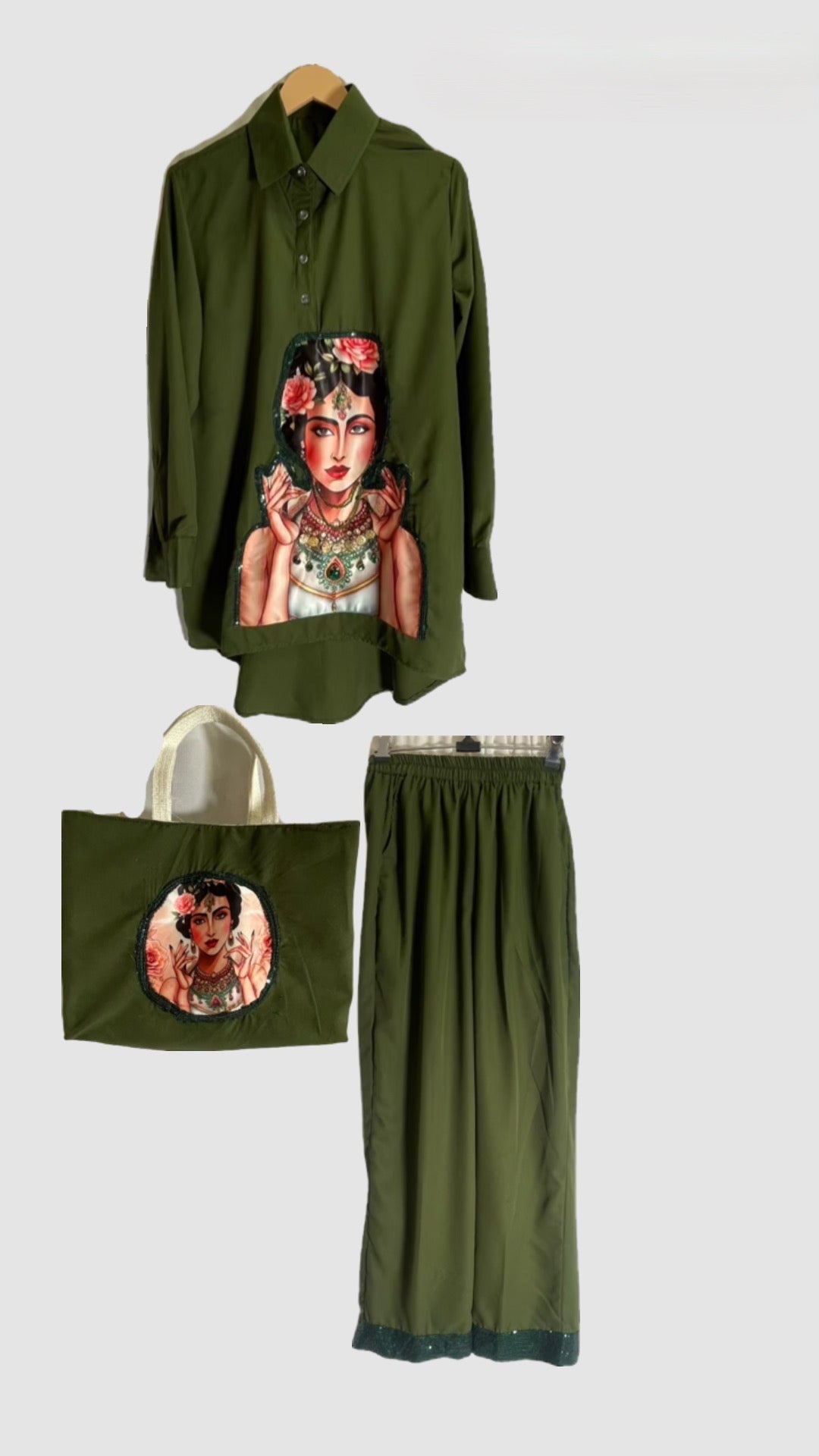 Olive Grace coord set with bag