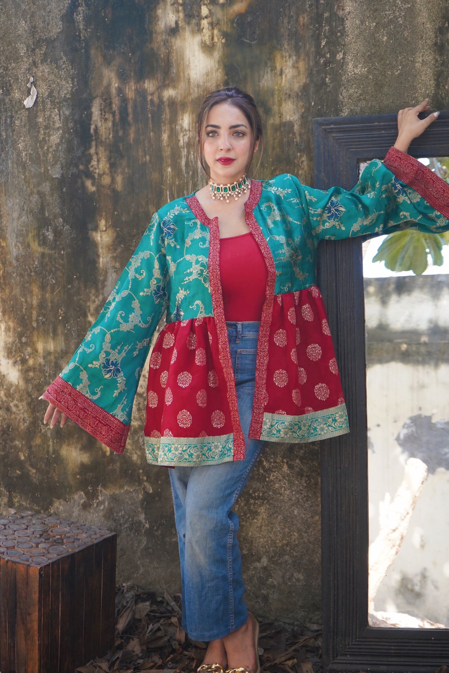 ‘Begum’-Brocade Peplum Top