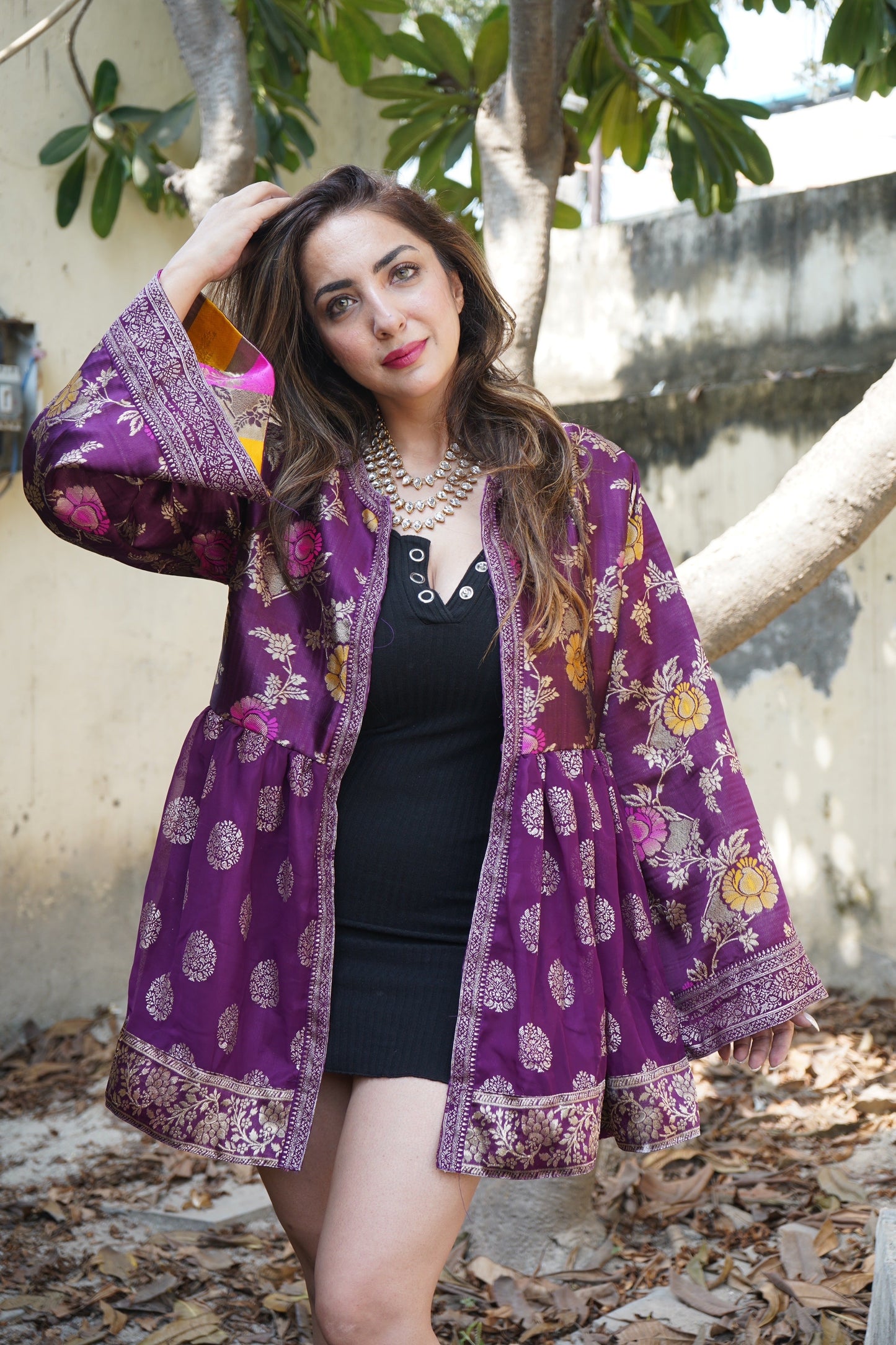 ‘Suhani’- Purple Brocade Peplum Top