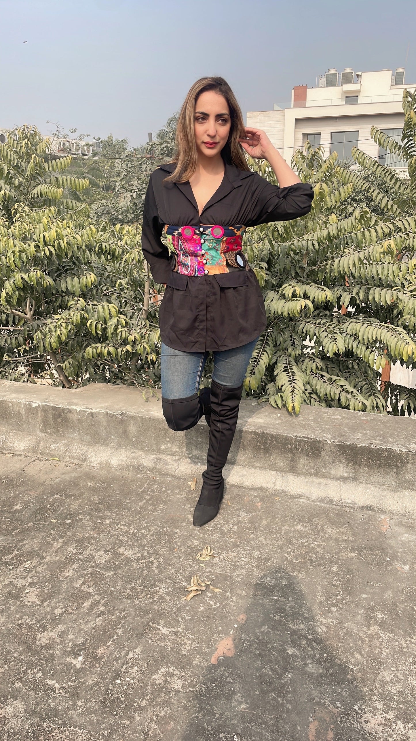 Black Banjara corset shirt