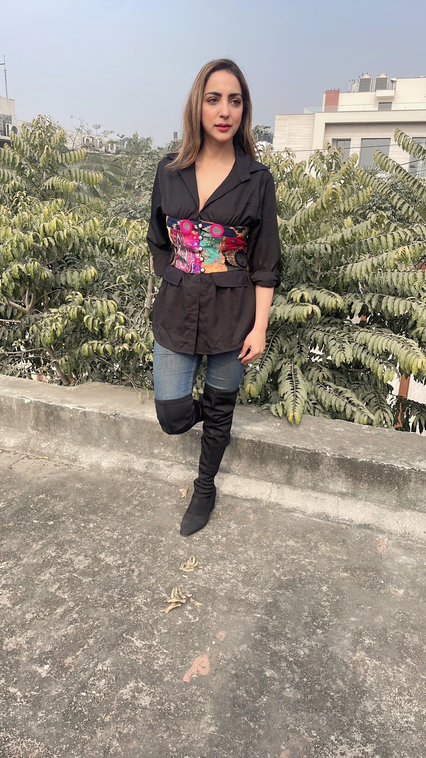 Black Banjara corset shirt