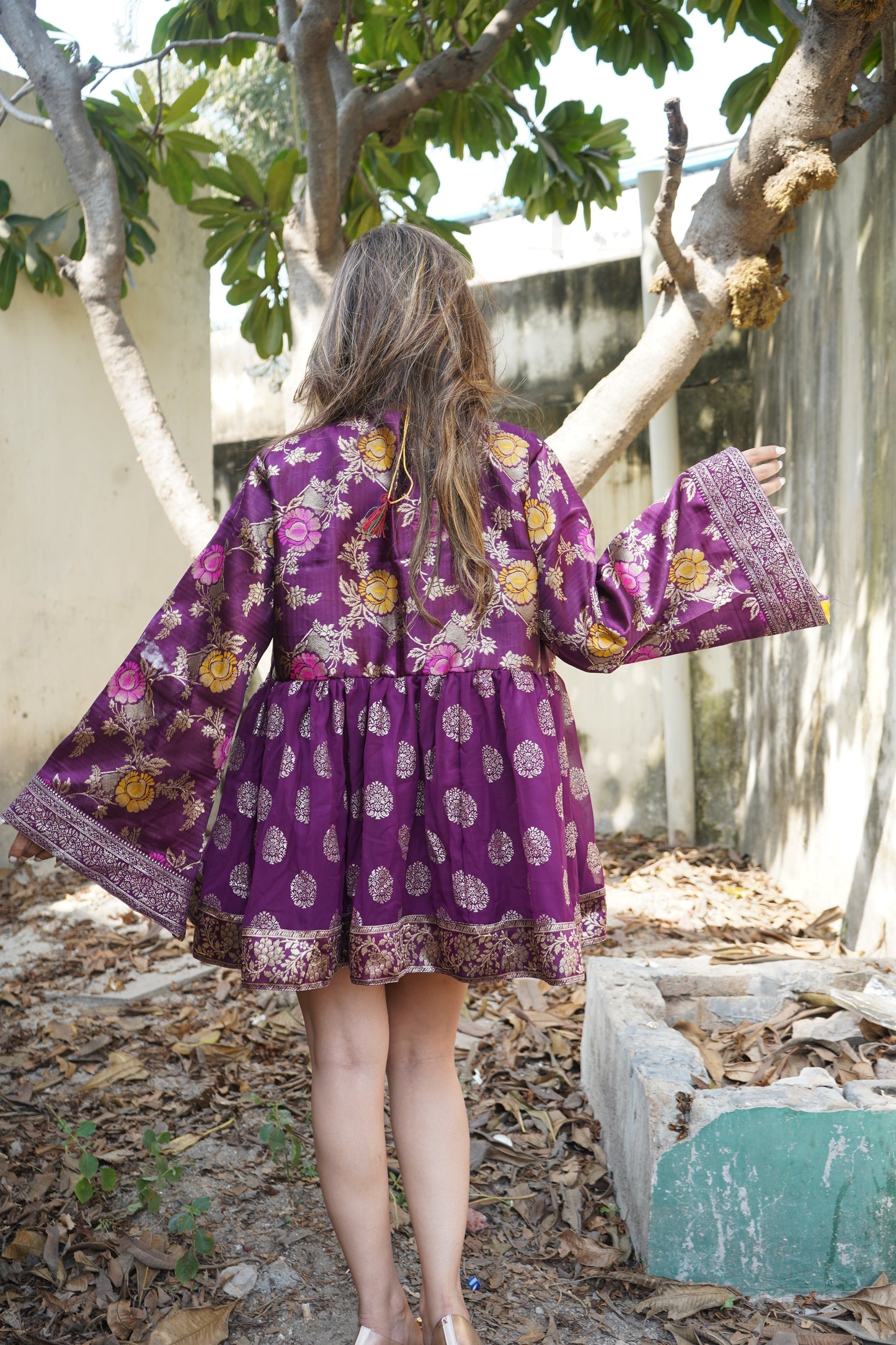 ‘Suhani’- Purple Brocade Peplum Top