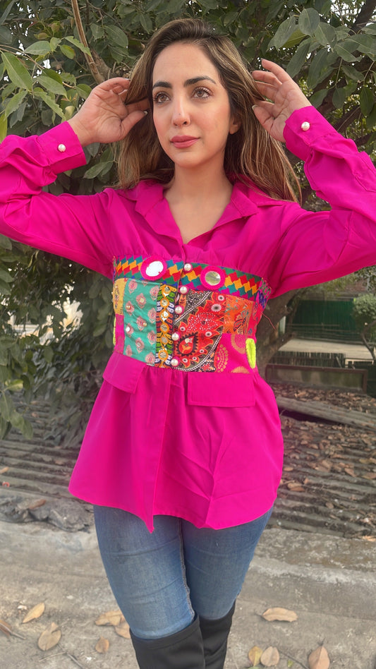 Pink Banjara corset shirt