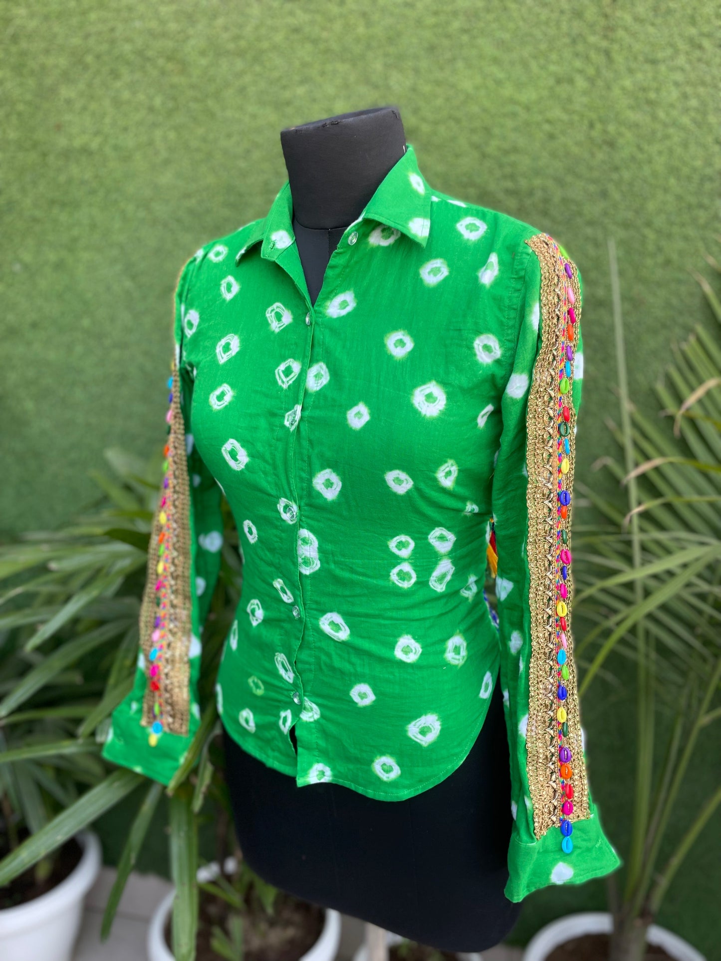 Backless Bandhini Shirt Green