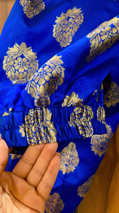 Blue brocade silk co ord set