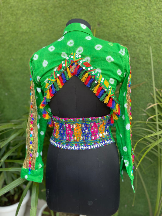 Backless Bandhini Shirt Green