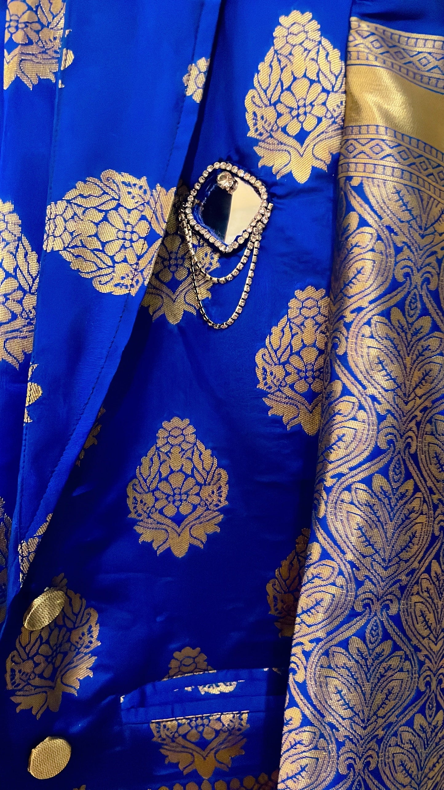 Blue brocade silk co ord set