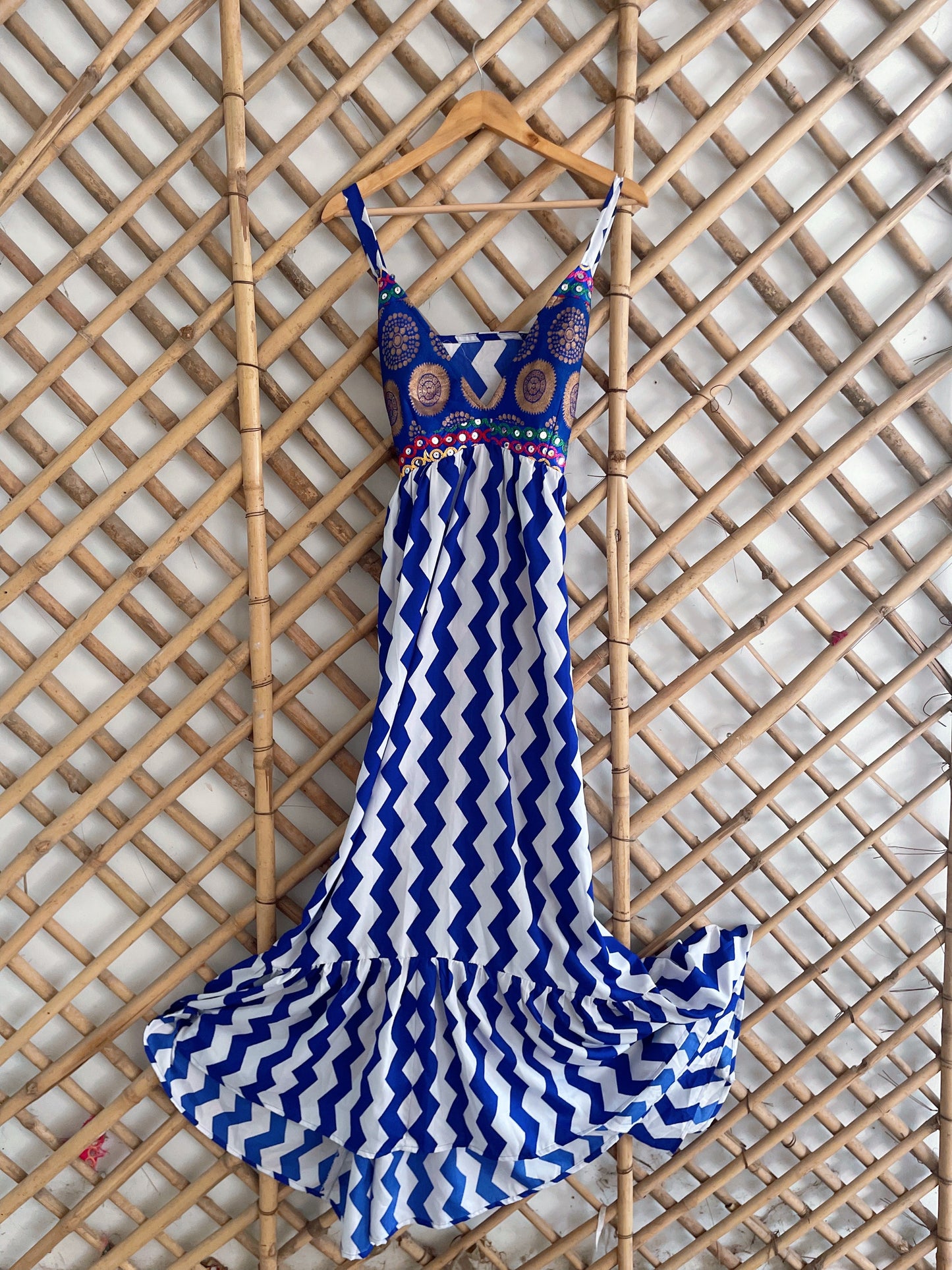 Blue White Zig Zag maxi