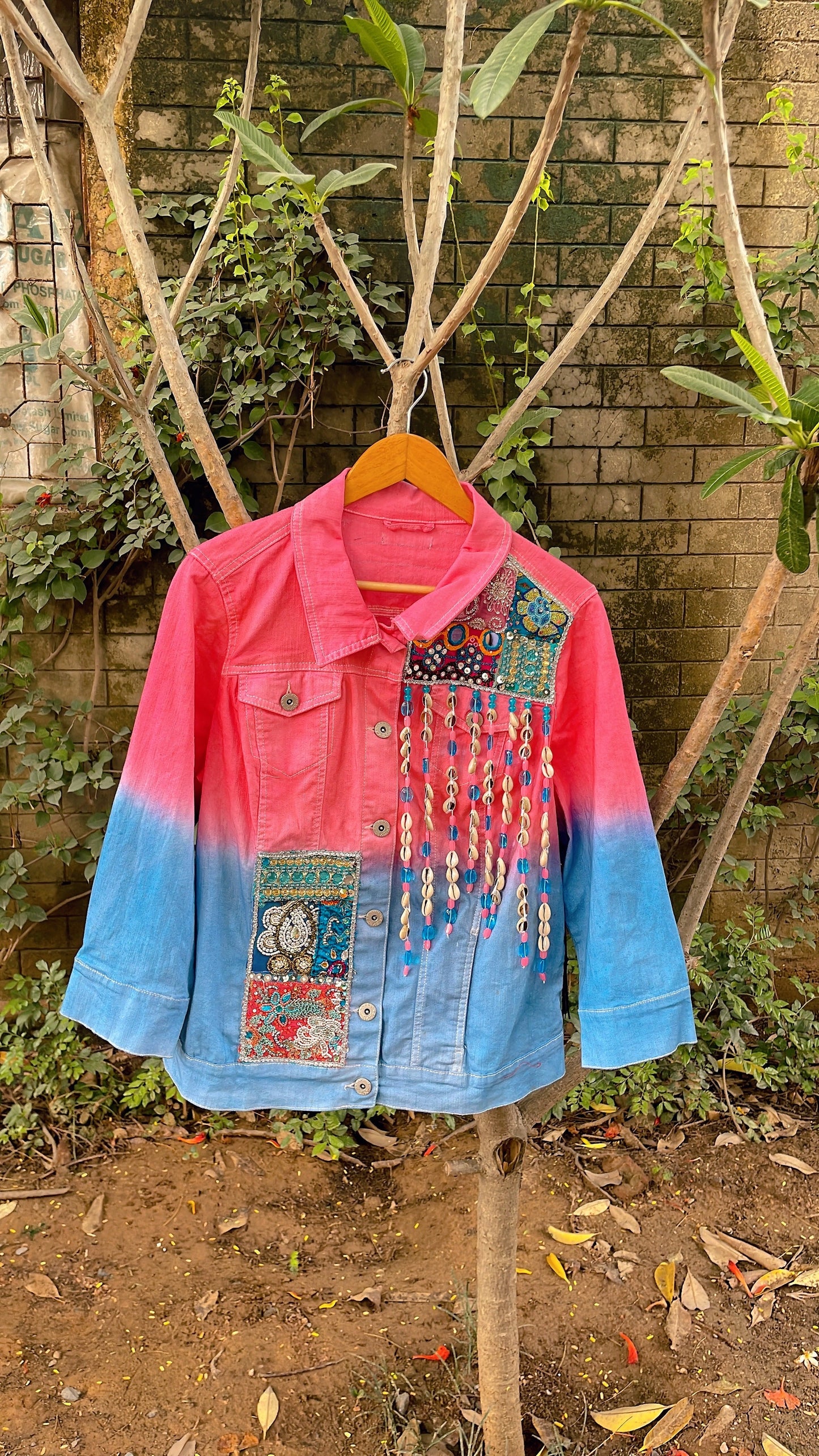 Pink blue evil eye jacket