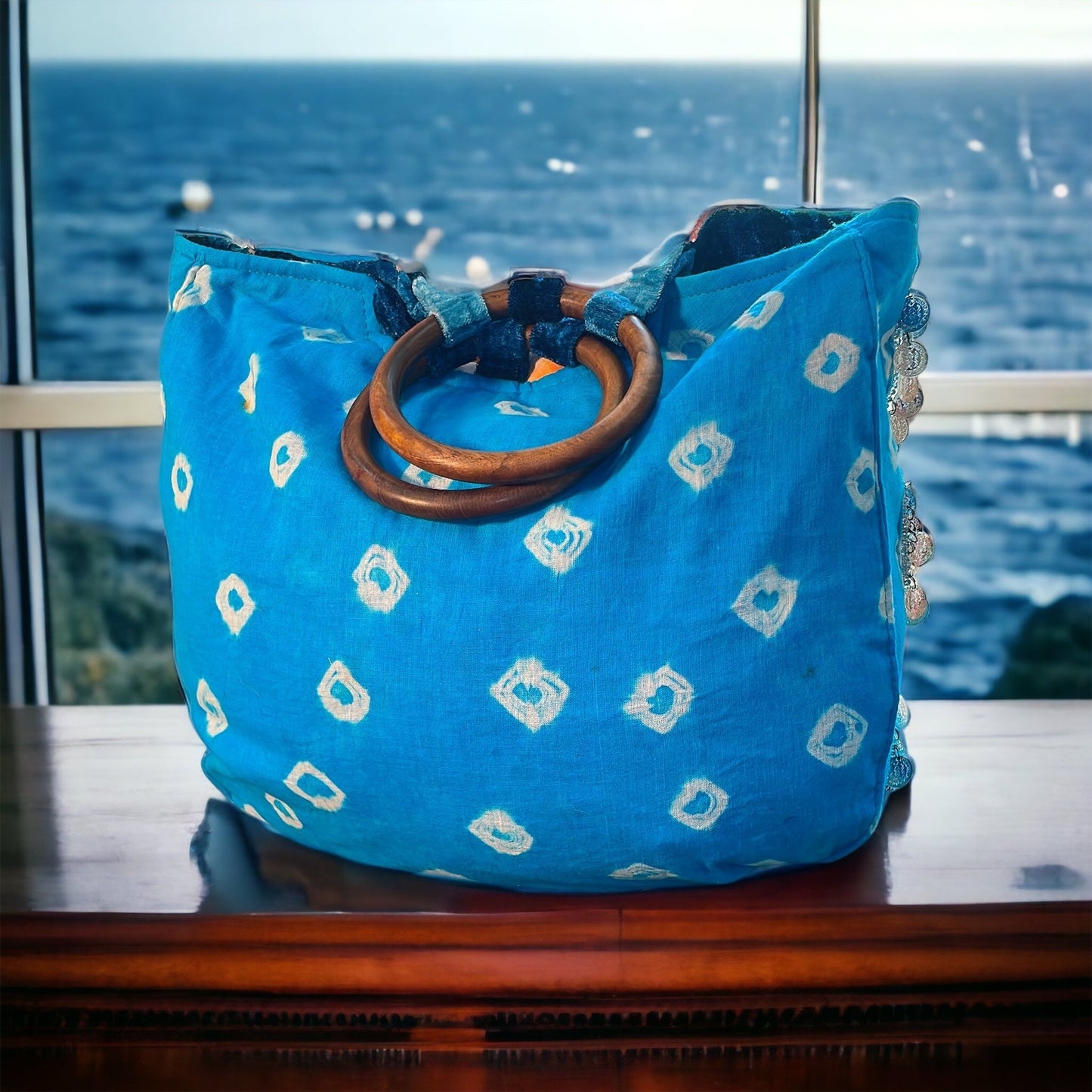 Blue bandhini bag