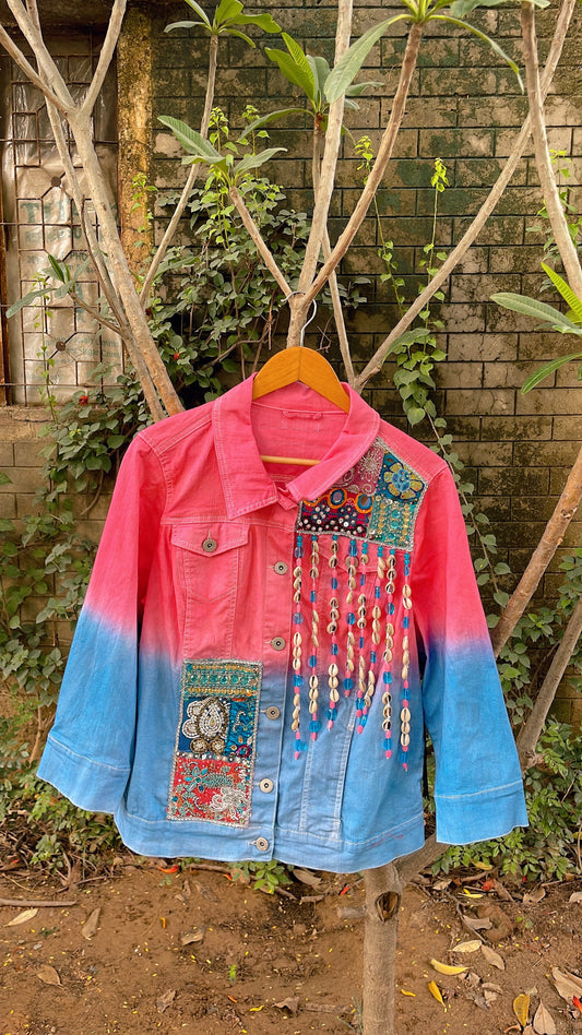 Pink blue evil eye jacket