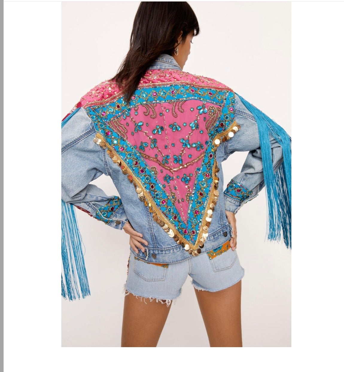 Tassel hand embroidered patchwork jacket