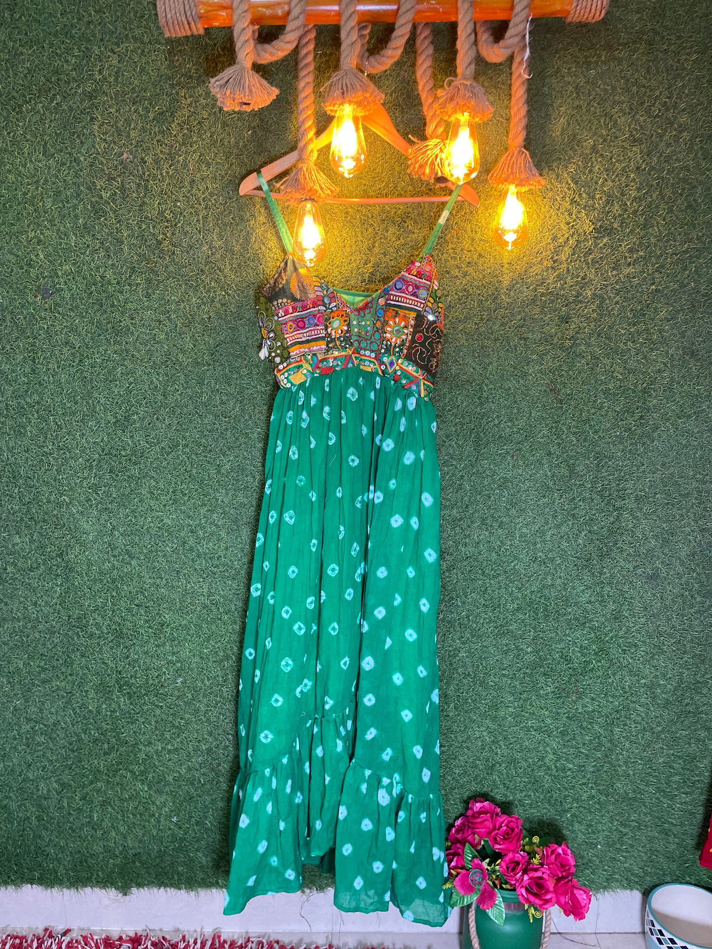 Emerald enchantment bandhini maxi dress