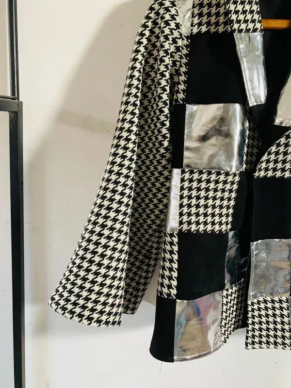 Black and silver patchwork coat