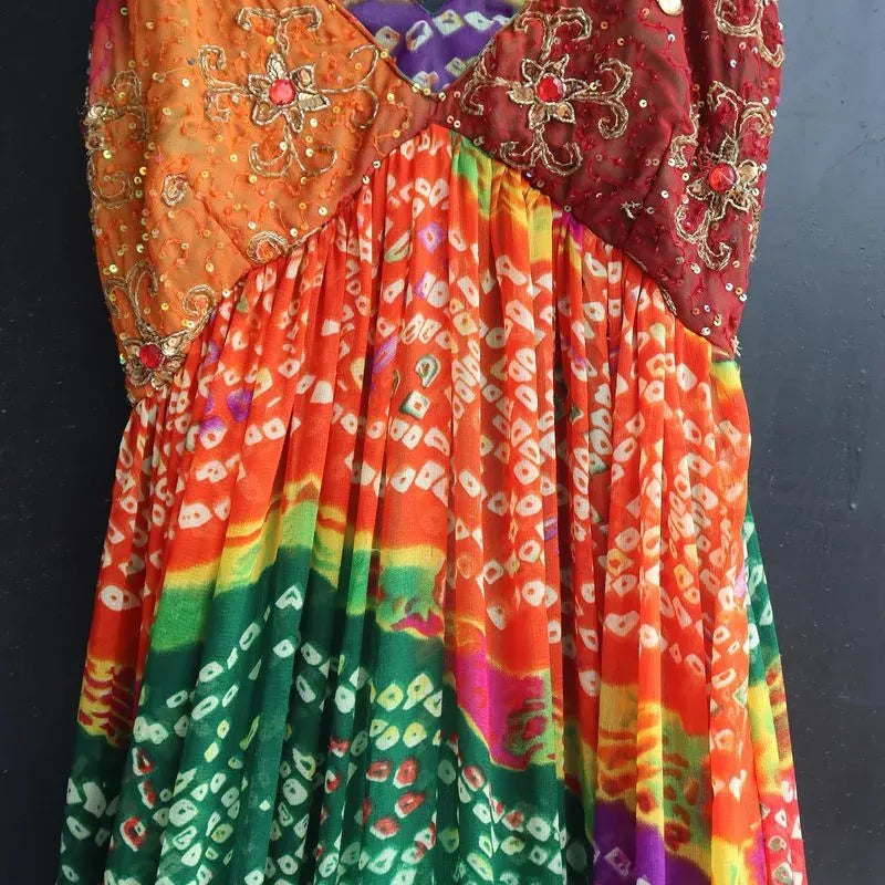 Bandhani Kaftan Maxi Dress