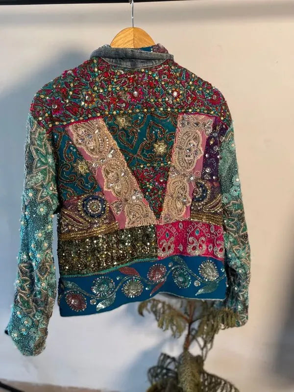 Blue embellished handcrafted jacket