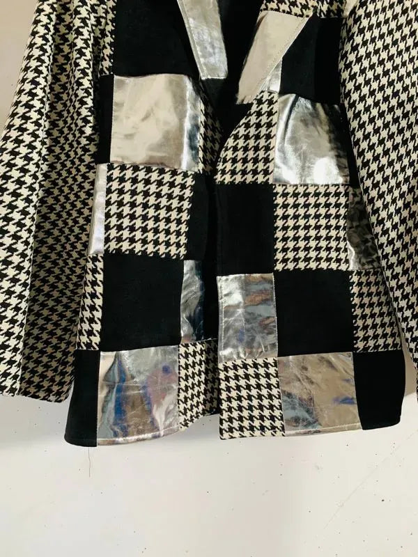 Black and silver patchwork coat