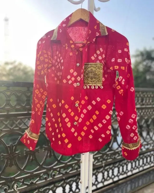 Red bandhani shirt