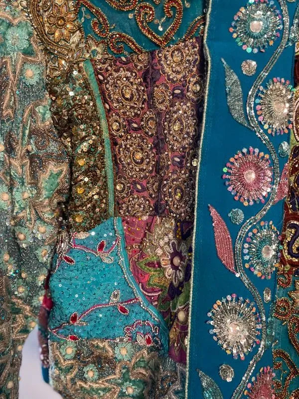 Blue embellished handcrafted jacket