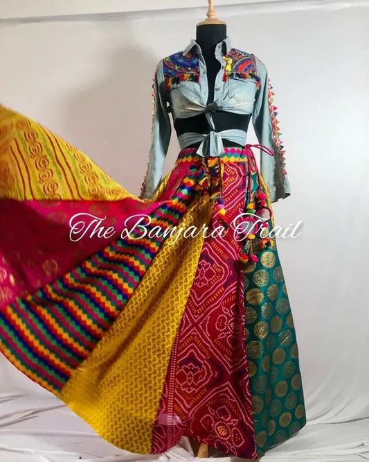 Multicoloured skirt and top set